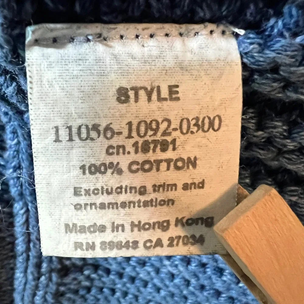 Blue Willi's Vintage Circular Knit Long Cardigan Wrap Coat‎ L Denim Blue Cotton